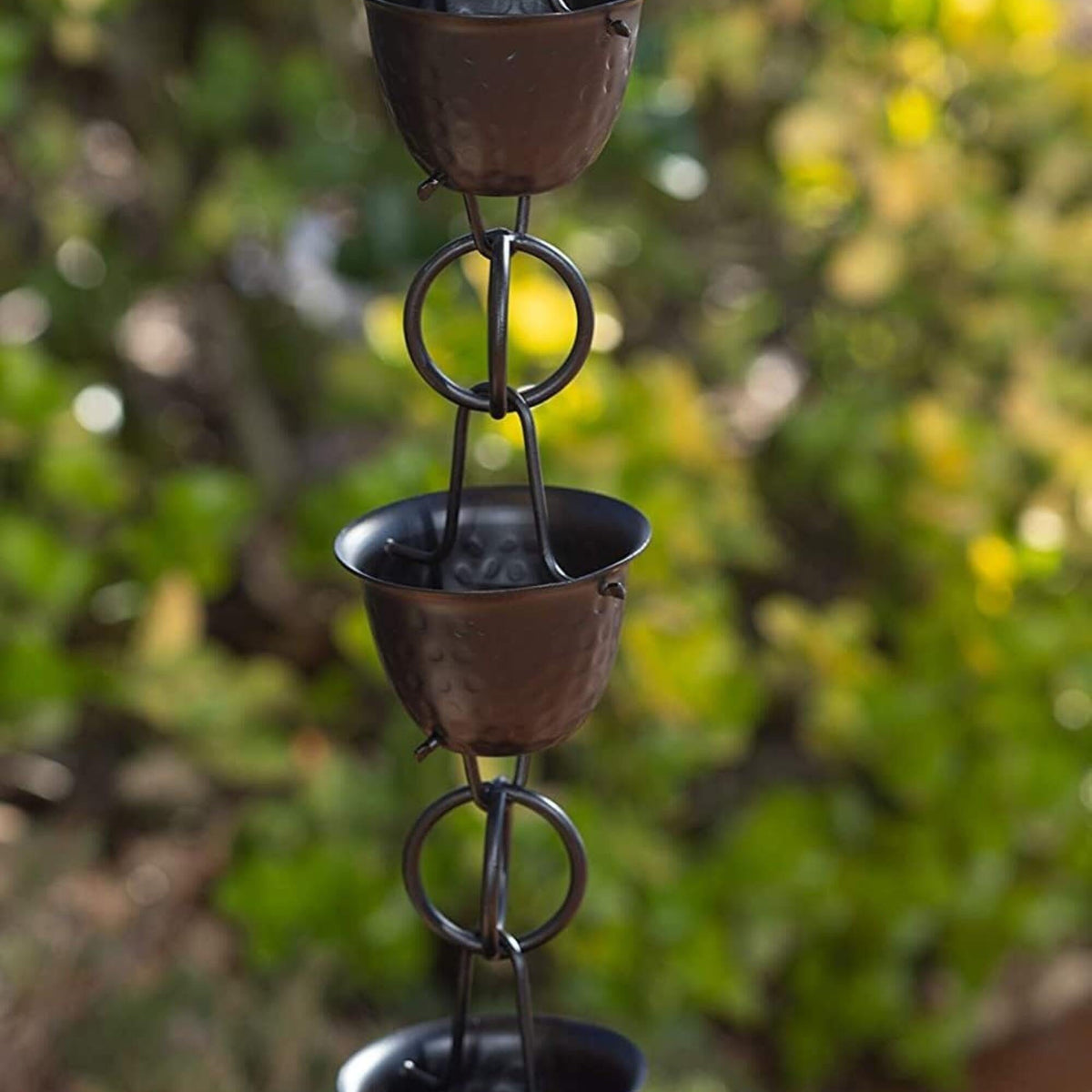 Aluminum Hammered Cup Rain Chain Extension, 3 ft (Black Powder Coated ...